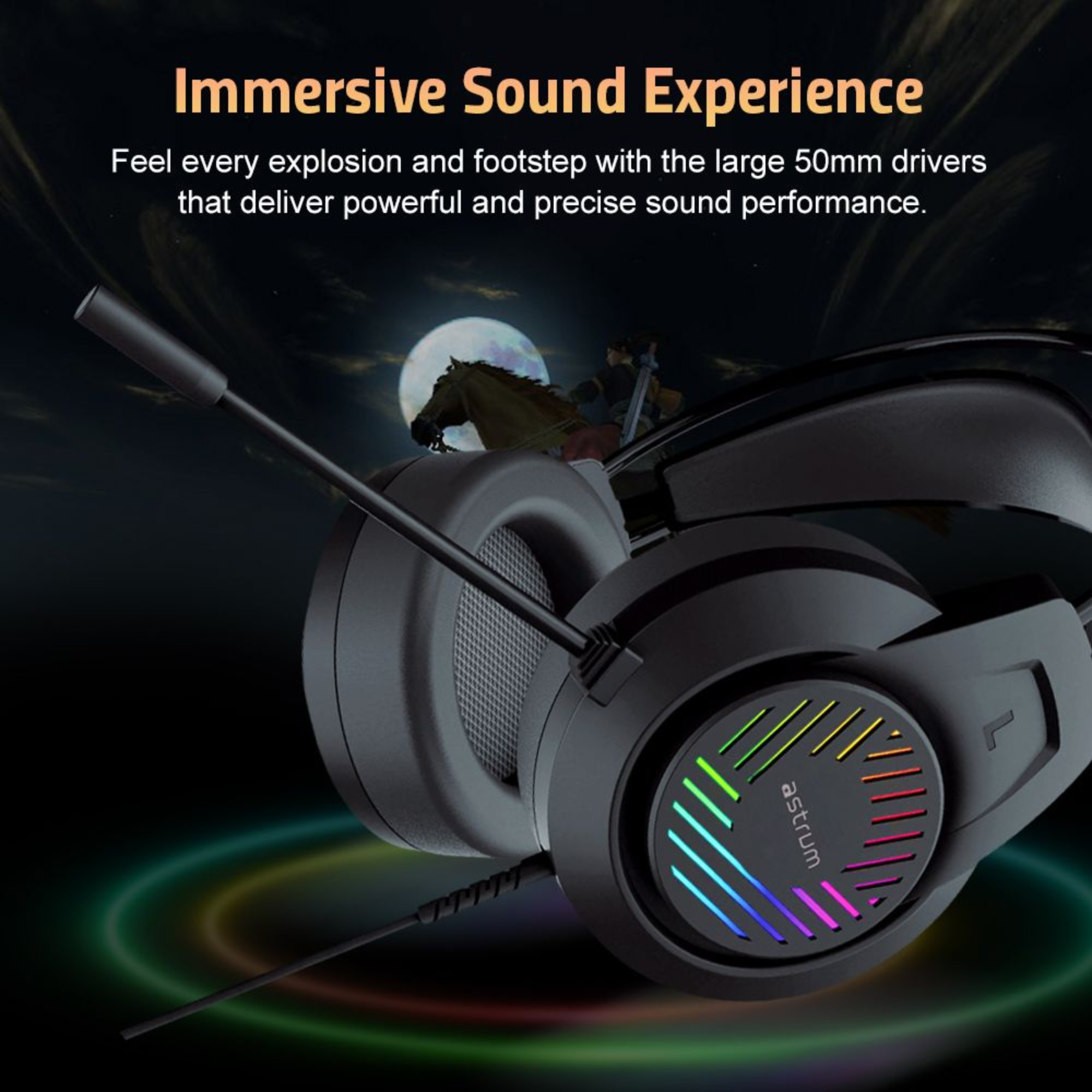 Wired Gaming Headset, 2 x 3.5mm with Boom Mic and USB LED - Image 6