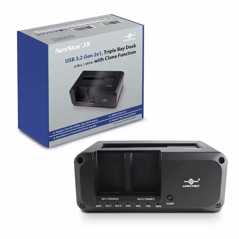 NexStar JX; USB 3.2 Gen 2x1; Triple Bay Dock (Dual M.2; Single SATA) With Clone Function