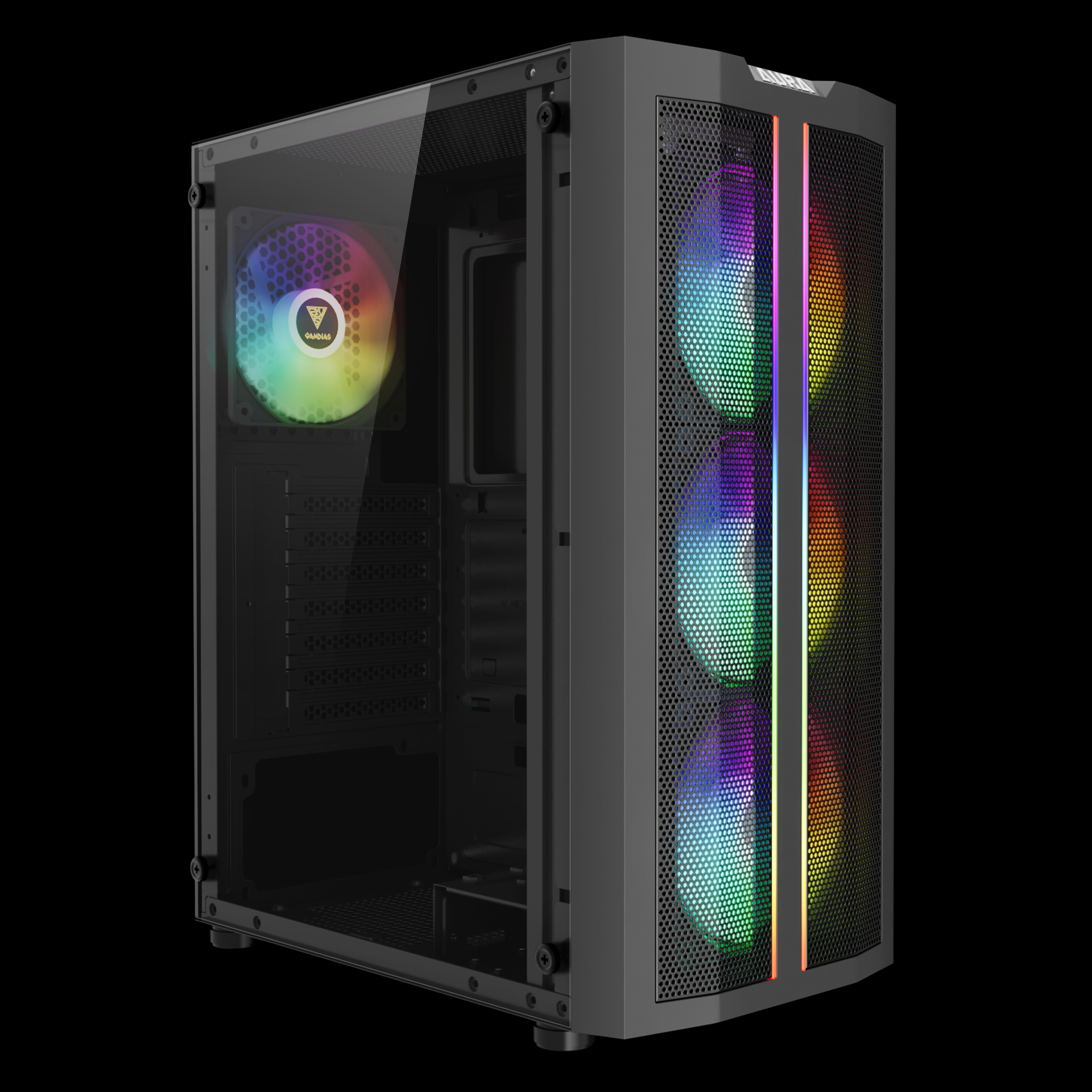 Gamdias Aura GC3 Elite Tempered Glass ATX Gaming Case - Black - Image 2