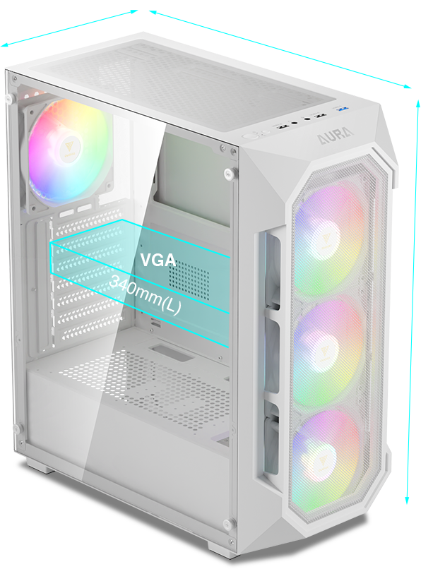 GAMDIAS _ AURA GC1 ELITE WHITE Mesh RGB Mid-tower Case - Image 3