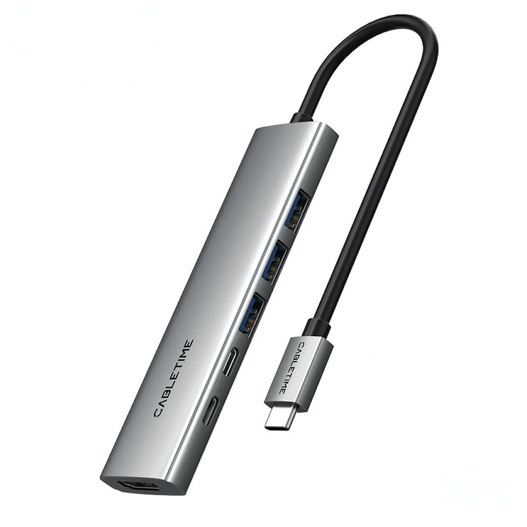 CABLETIME 6 IN 1 USB C Hub with HDMI and 100W Power Delivery