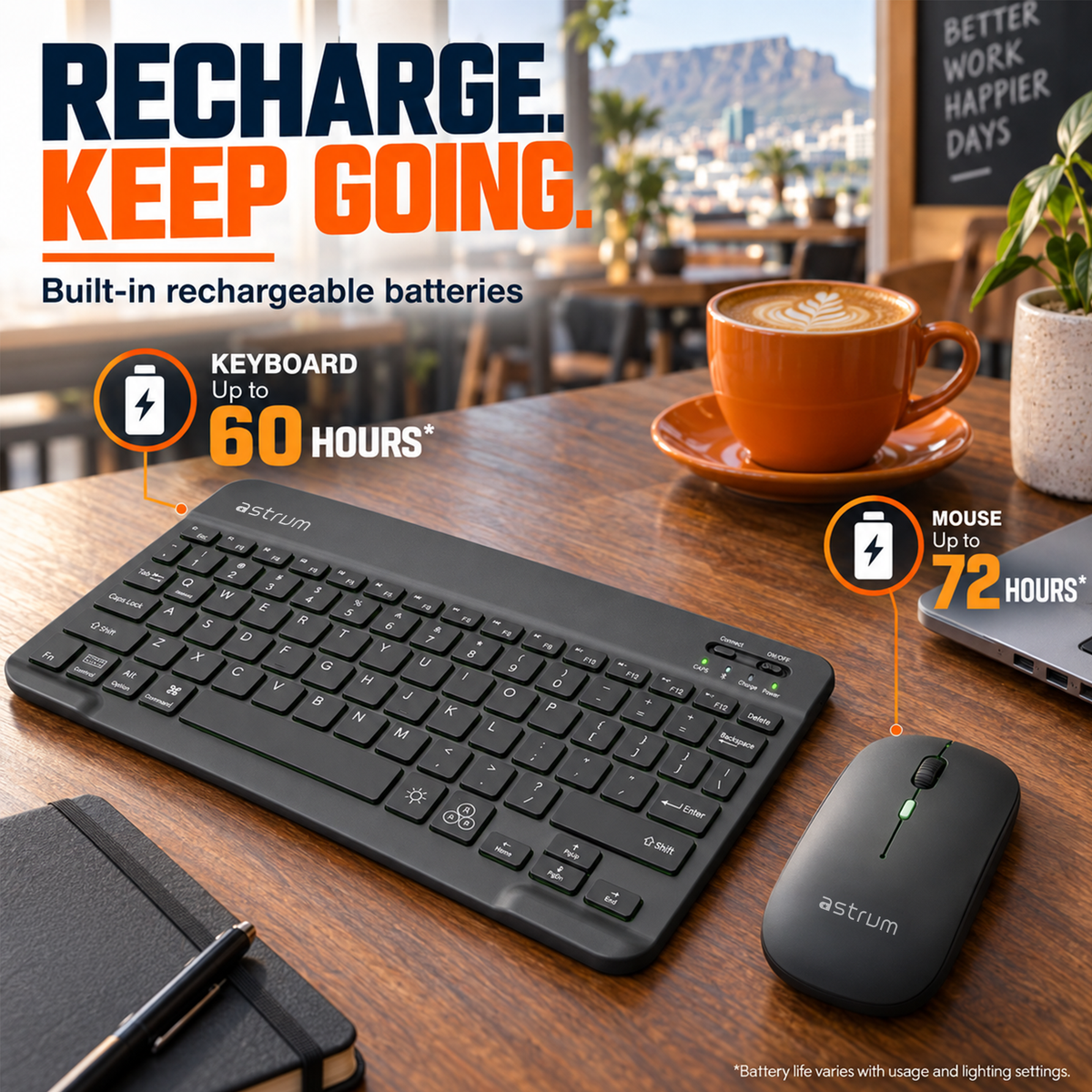 Astrum Mini Keyboard & Dual-Mode Mouse Combo, BT+2.4GHz, RGB - KCX60T - Image 3