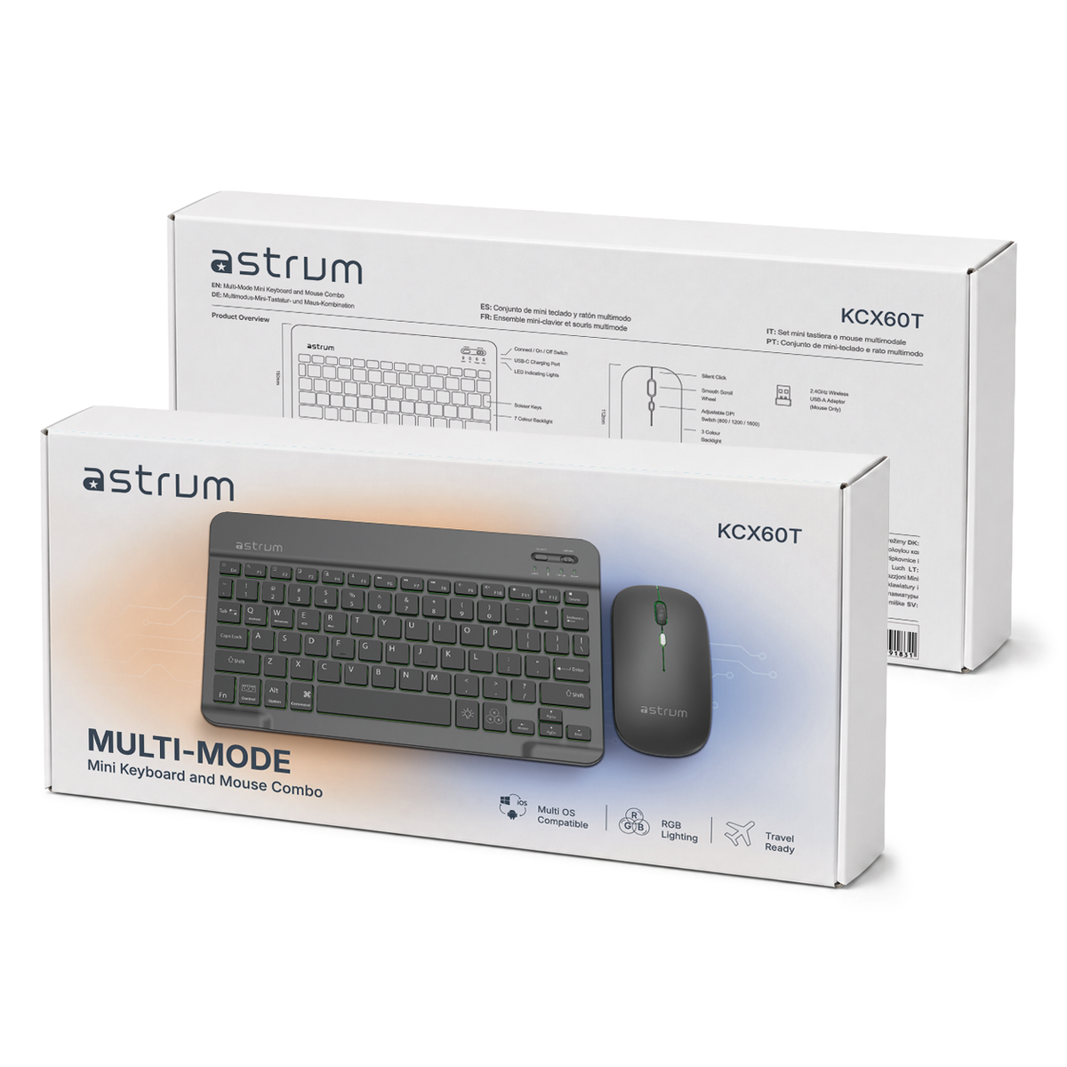 Astrum Mini Keyboard & Dual-Mode Mouse Combo, BT+2.4GHz, RGB - KCX60T - Image 5